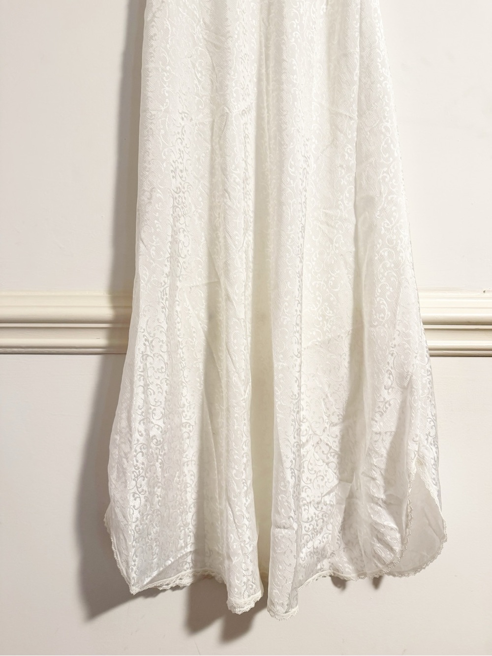 Vintage Christian Dior White Lace Trim Maxi Nightgown Dress L NWT Bloomingdales - Picture 2 of 9